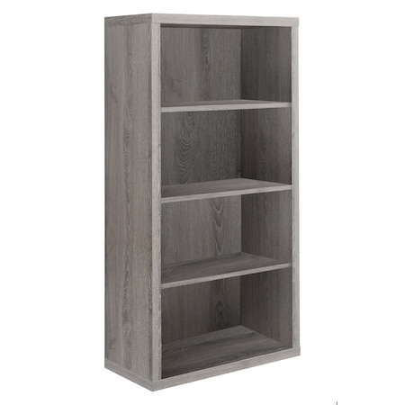 Homeroots 47.5 in. Dark Taupe Particle Board & MDF Bookshelf with Adjustable Shelves 333358